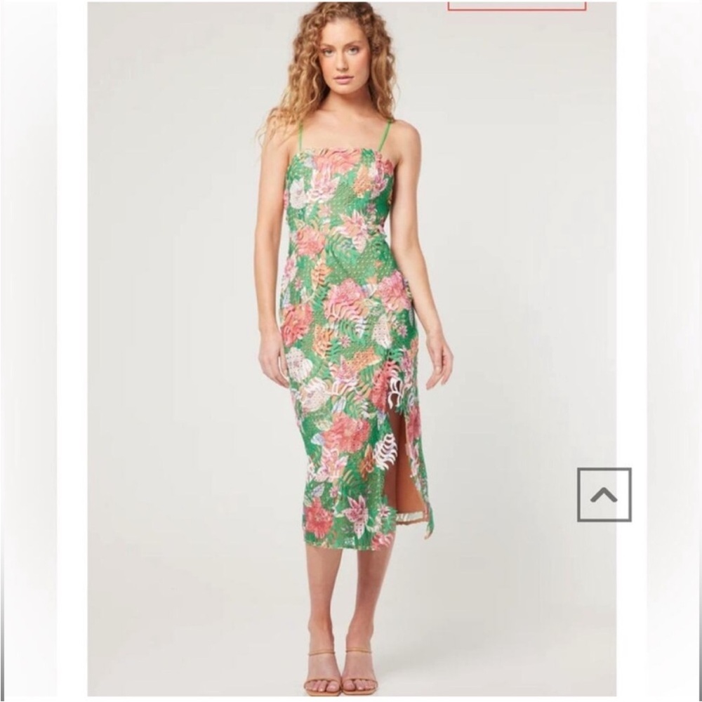 Elliatt Green eyelet Mikaela midi dress Small new w tags